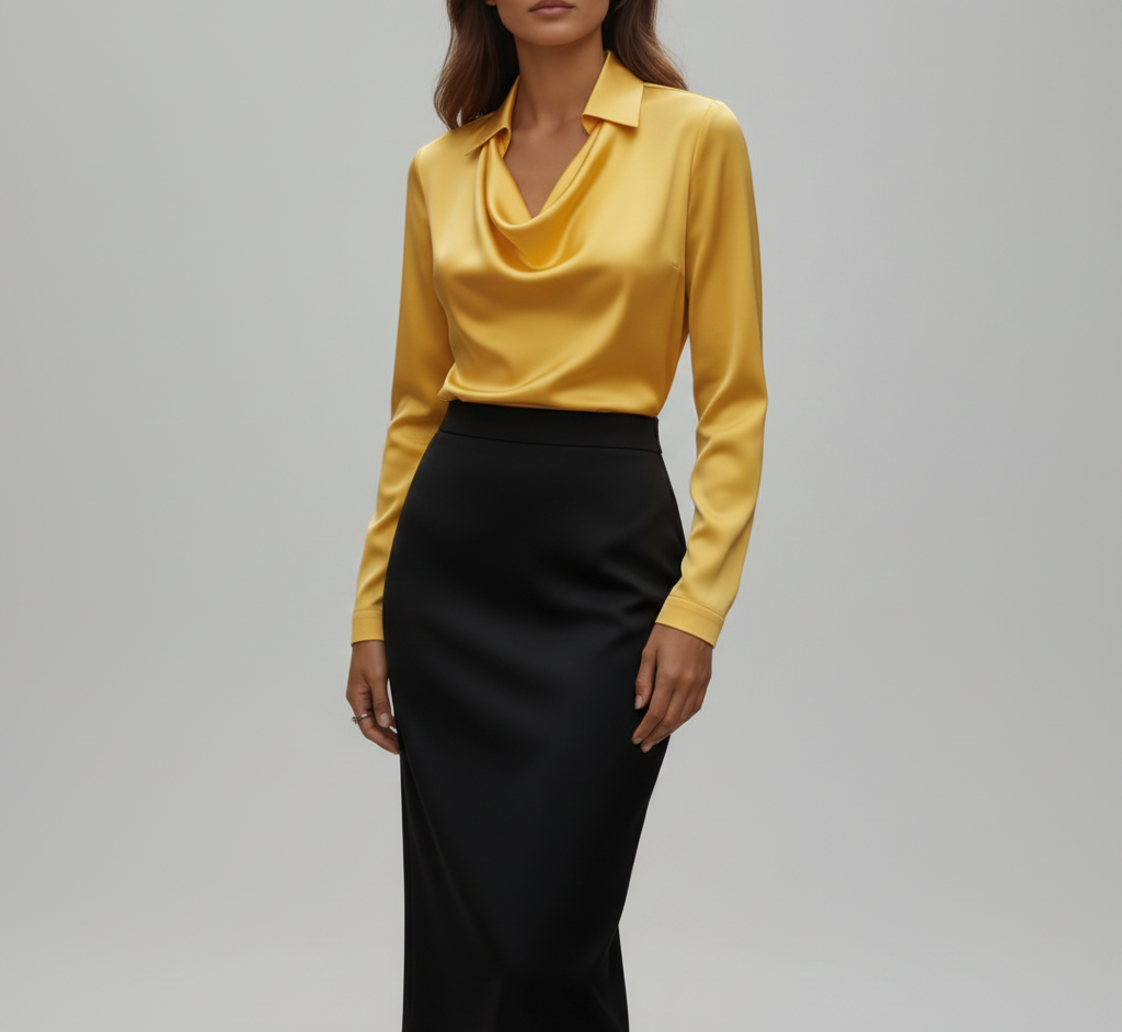 Damen Lange Ärmel Bluse mit weichem Kragen