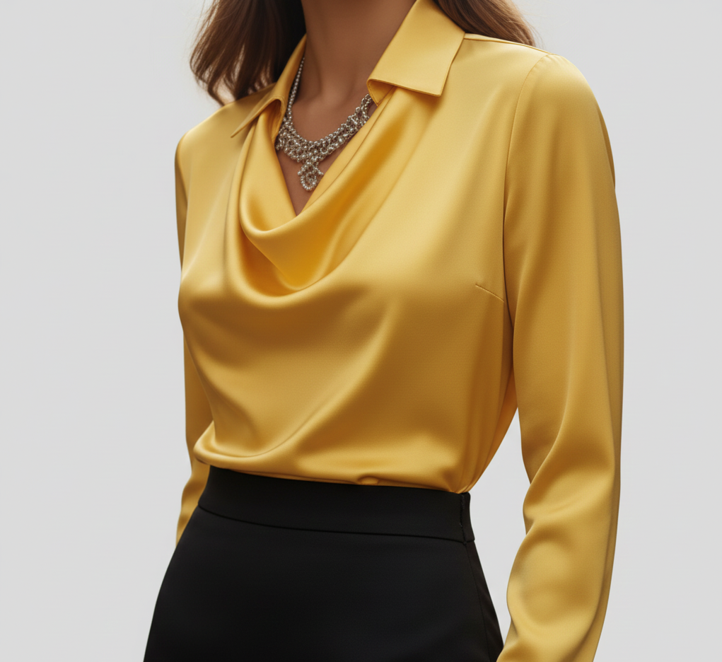 Damen Lange Ärmel Bluse mit weichem Kragen