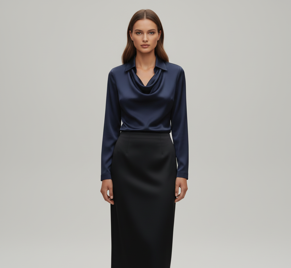 Damen Lange Ärmel Bluse mit weichem Kragen