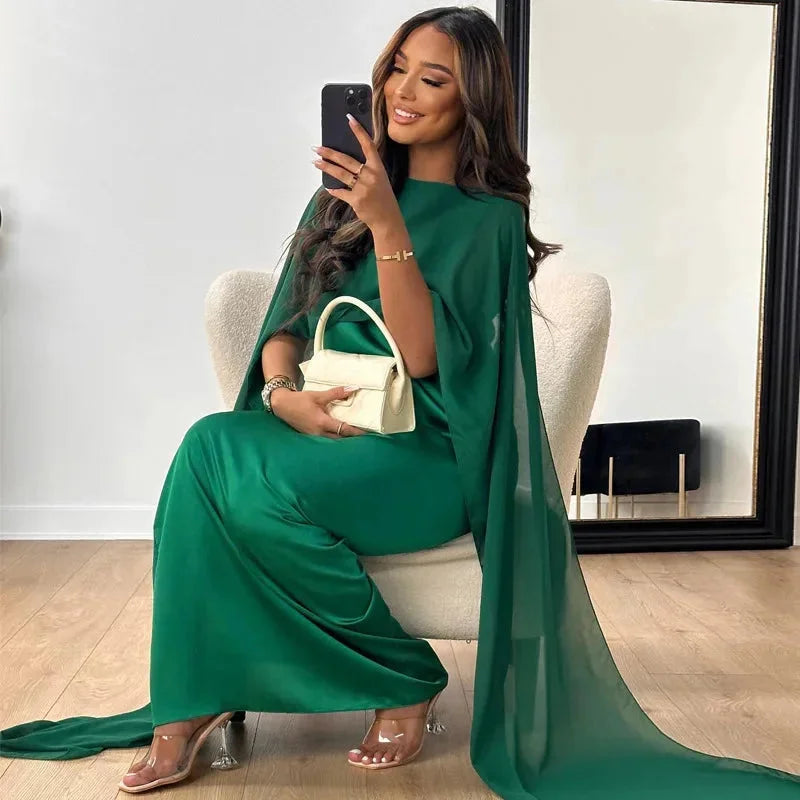 Damen Brautjungfernkleid Maxikleid mit Cape