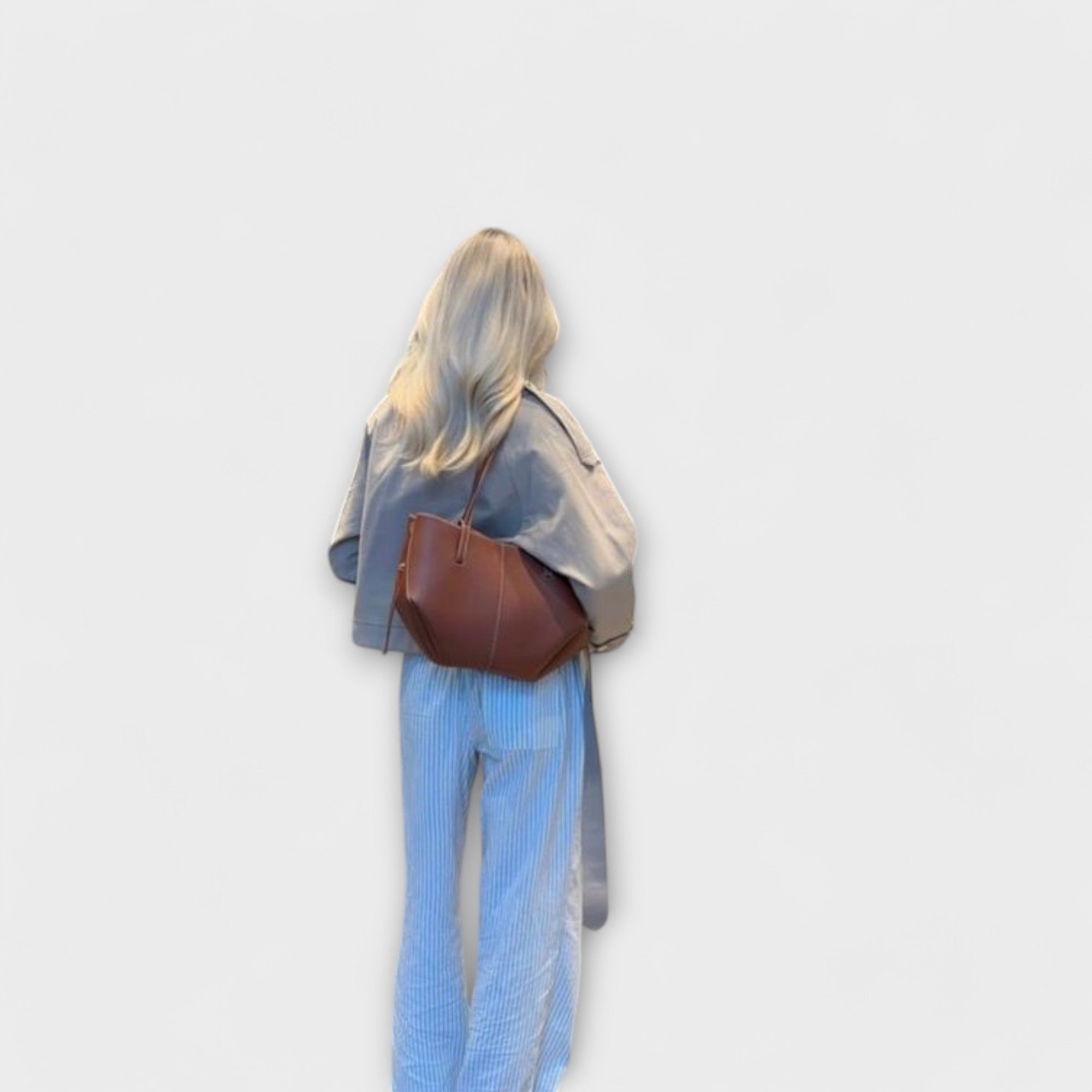 Damen Strukturierte Handtasche mit Henkel und Reißverschluss-Tasche