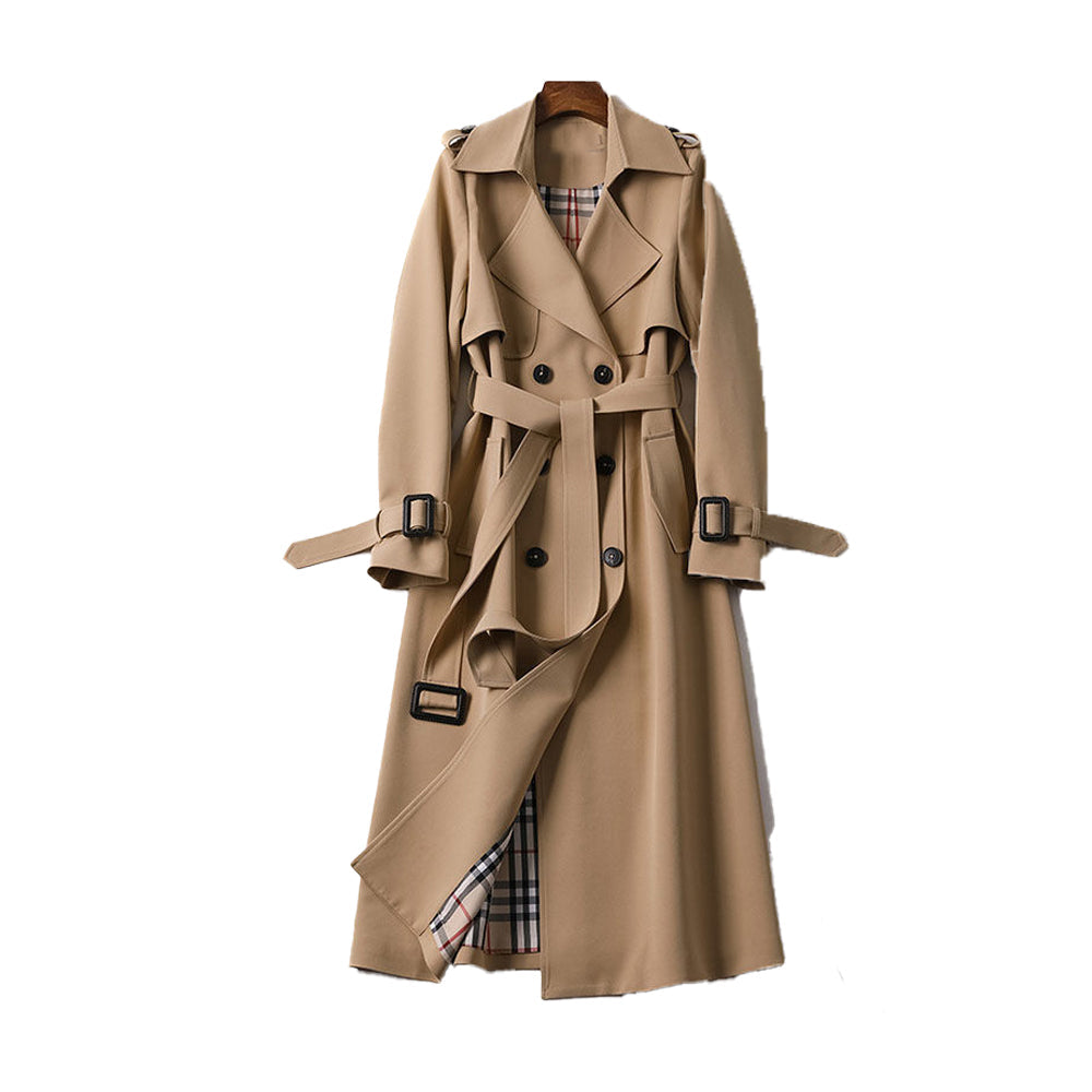 Damen Eleganter Frühling Trenchcoat in Midilänge