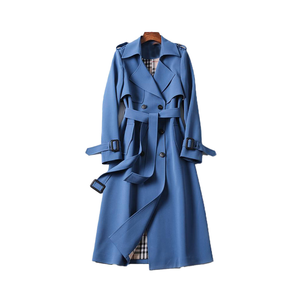 Damen Eleganter Frühling Trenchcoat in Midilänge