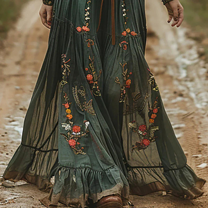 Damen Bohemian Maxikleid mit Blumenmuster und weitem Schnitt
