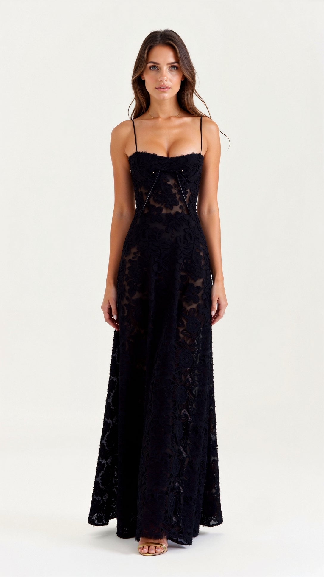 Damen Hochzeitsgast Blumenmuster Maxikleid