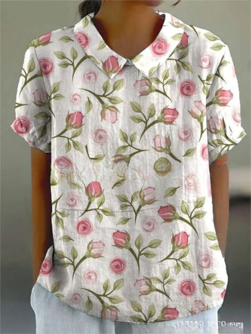 Damen Sommer Blumenhemd mit Knopfleiste