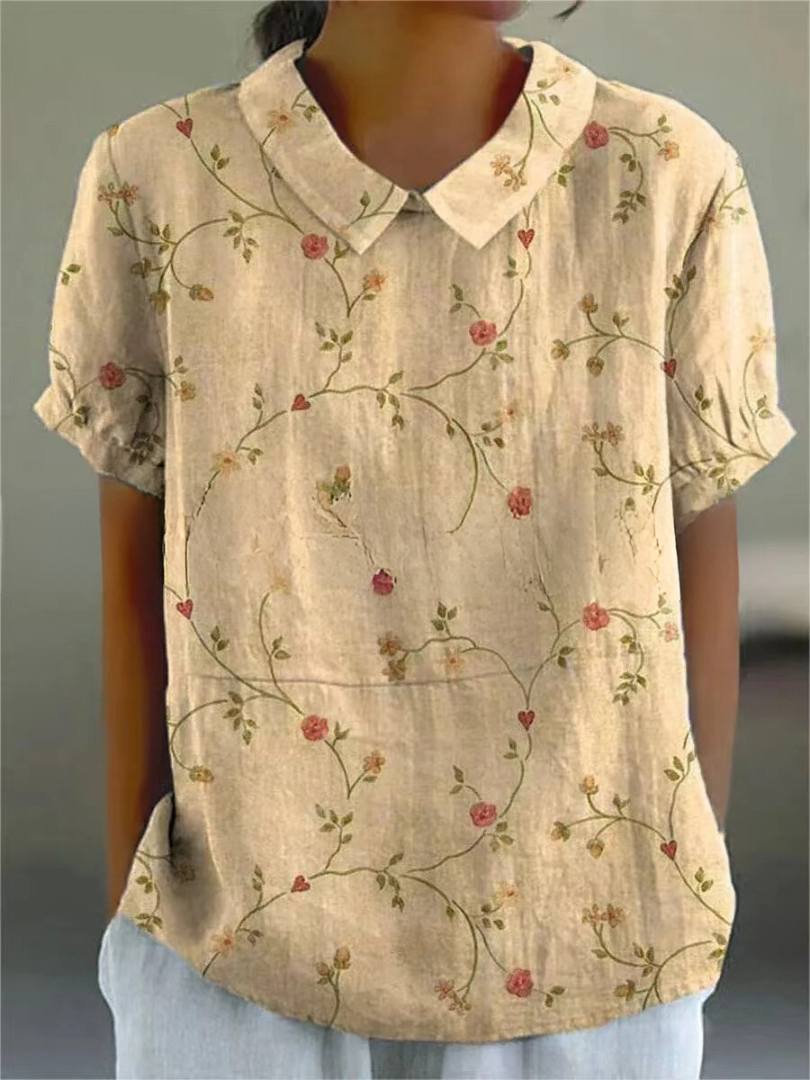 Damen Sommer Blumenhemd mit Knopfleiste