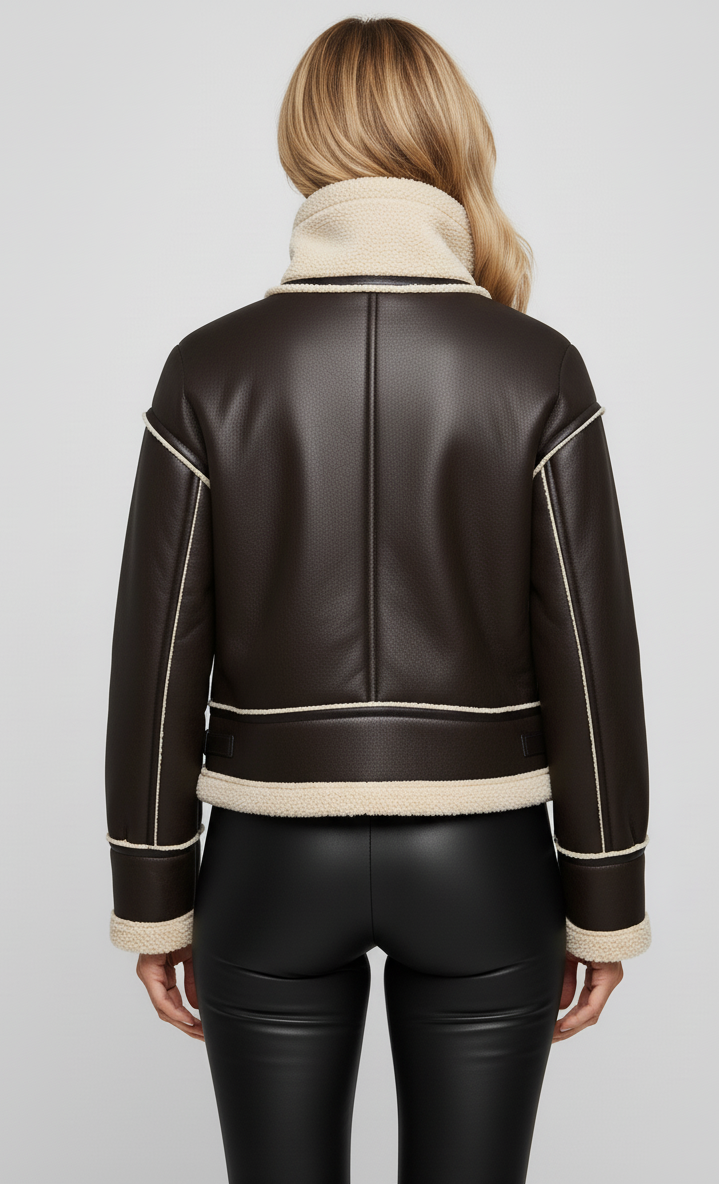 Damen Winterjacke Mit Kunstfellkragen Und Reißverschluss