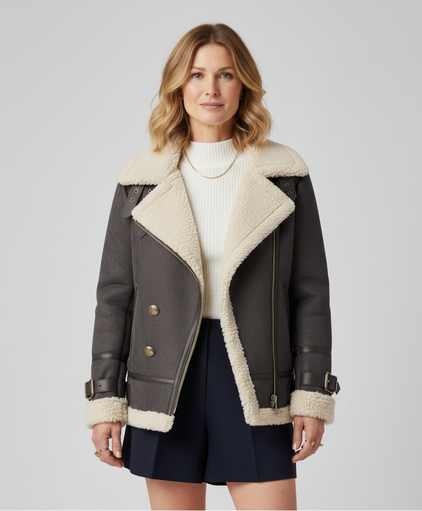 Damen Teddyjacke Mit Umlegekragen – Weiche Herbst/Winterjacke