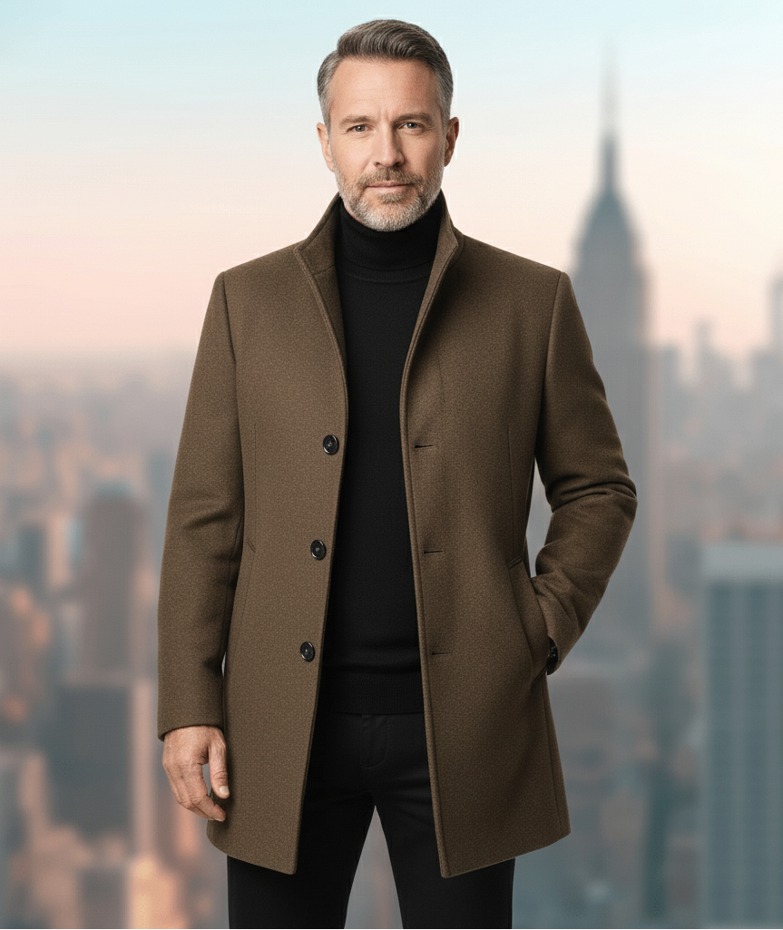 Business-Mantel mit hohem Stehkragen