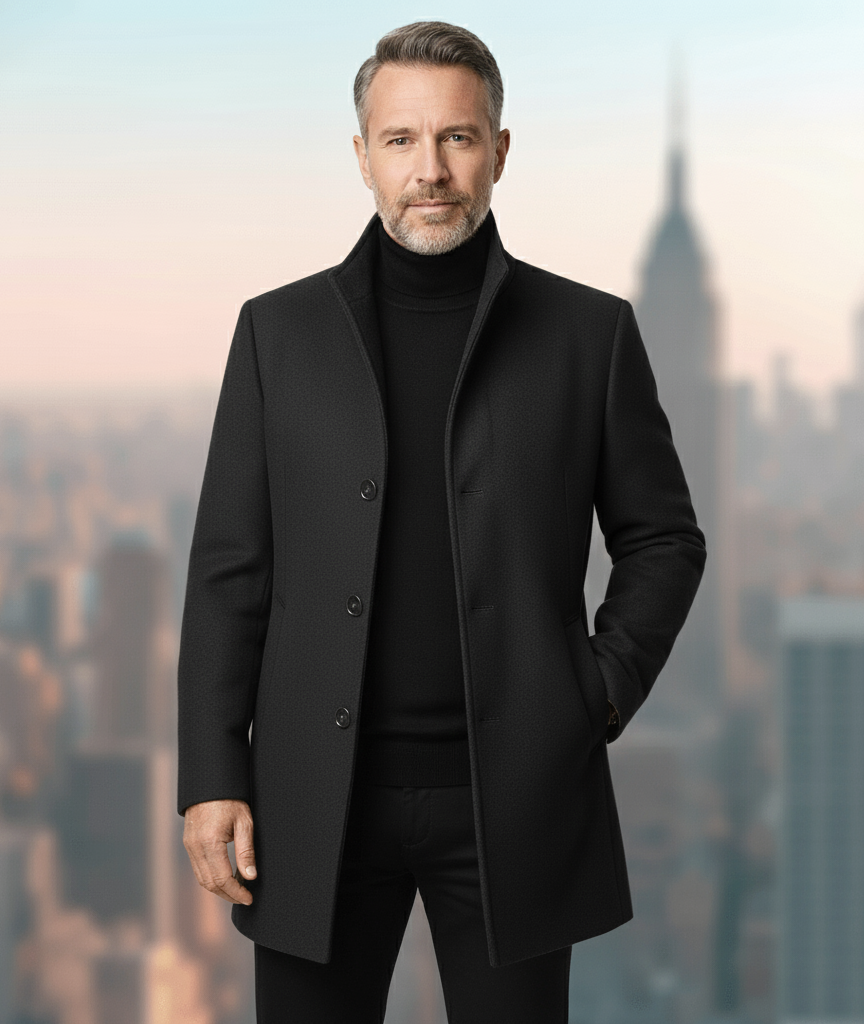 Business-Mantel mit hohem Stehkragen