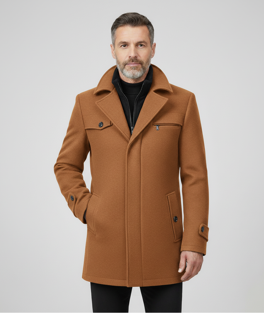 Business-Wintermantel mit hohem Stehkragen