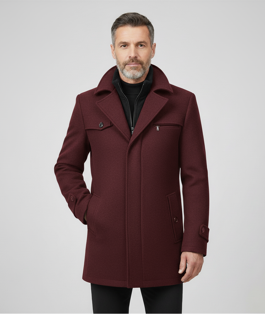 Business-Wintermantel mit hohem Stehkragen