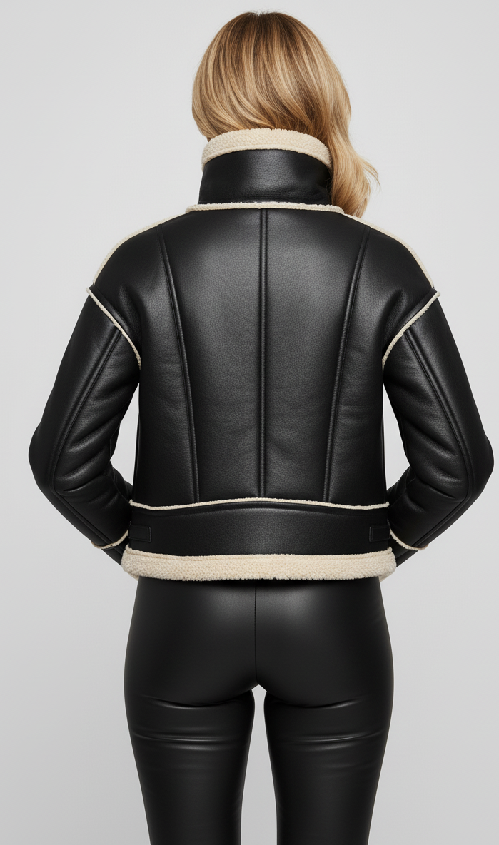 Damen Winterjacke Mit Kunstfellkragen Und Reißverschluss