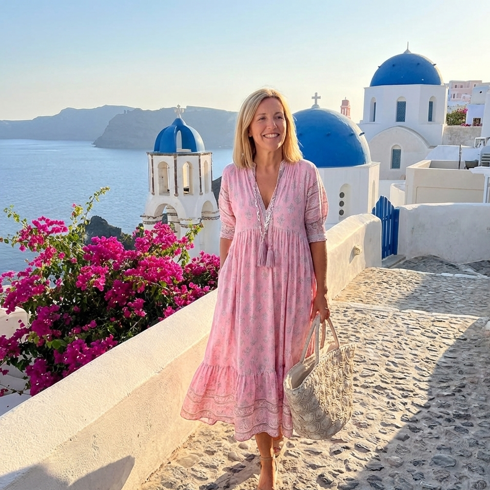 Damen Knopfleiste Midi Sommerkleid