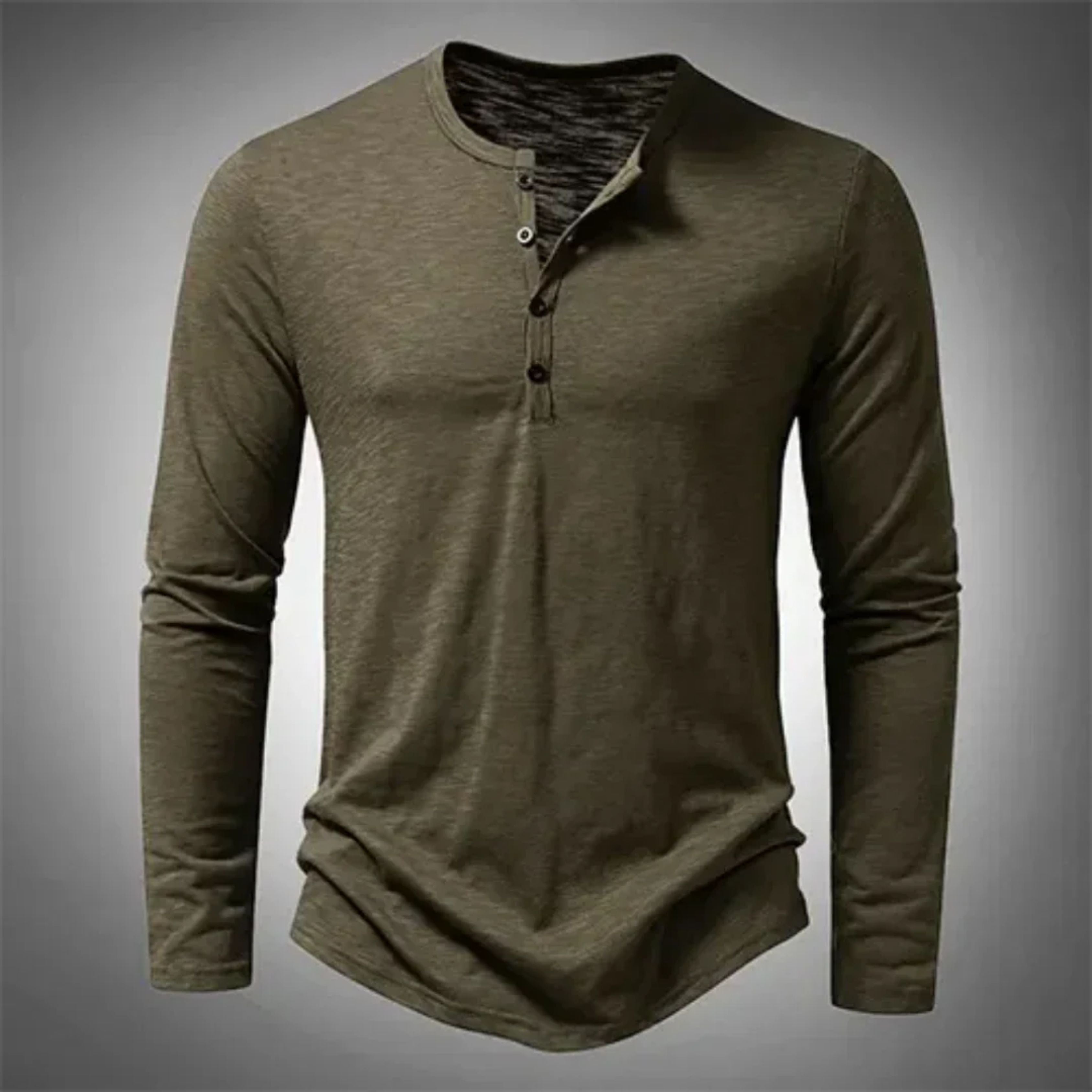 Herren Sommer Langarm Henley T-shirt