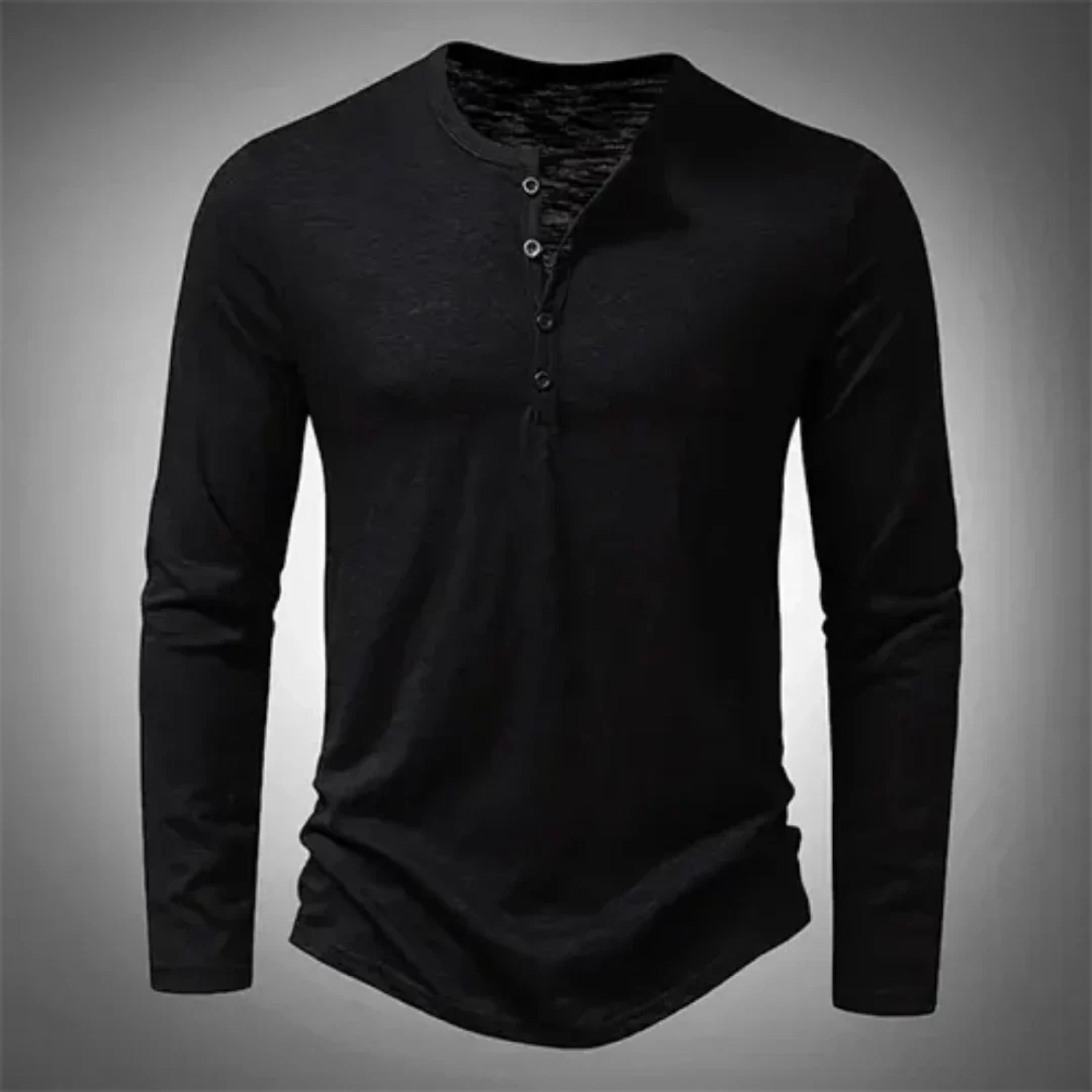 Herren Henley Langarmshirt | Lässiges Halbgeknöpftes Oberteil