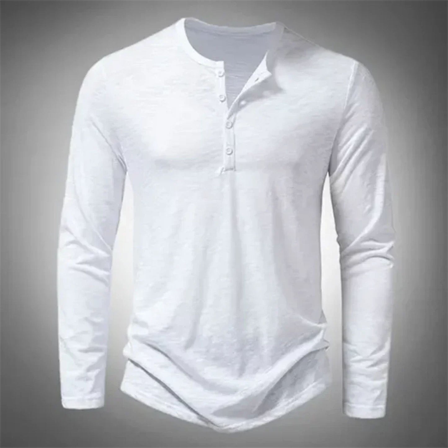 Herren Sommer Langarm Henley T-shirt