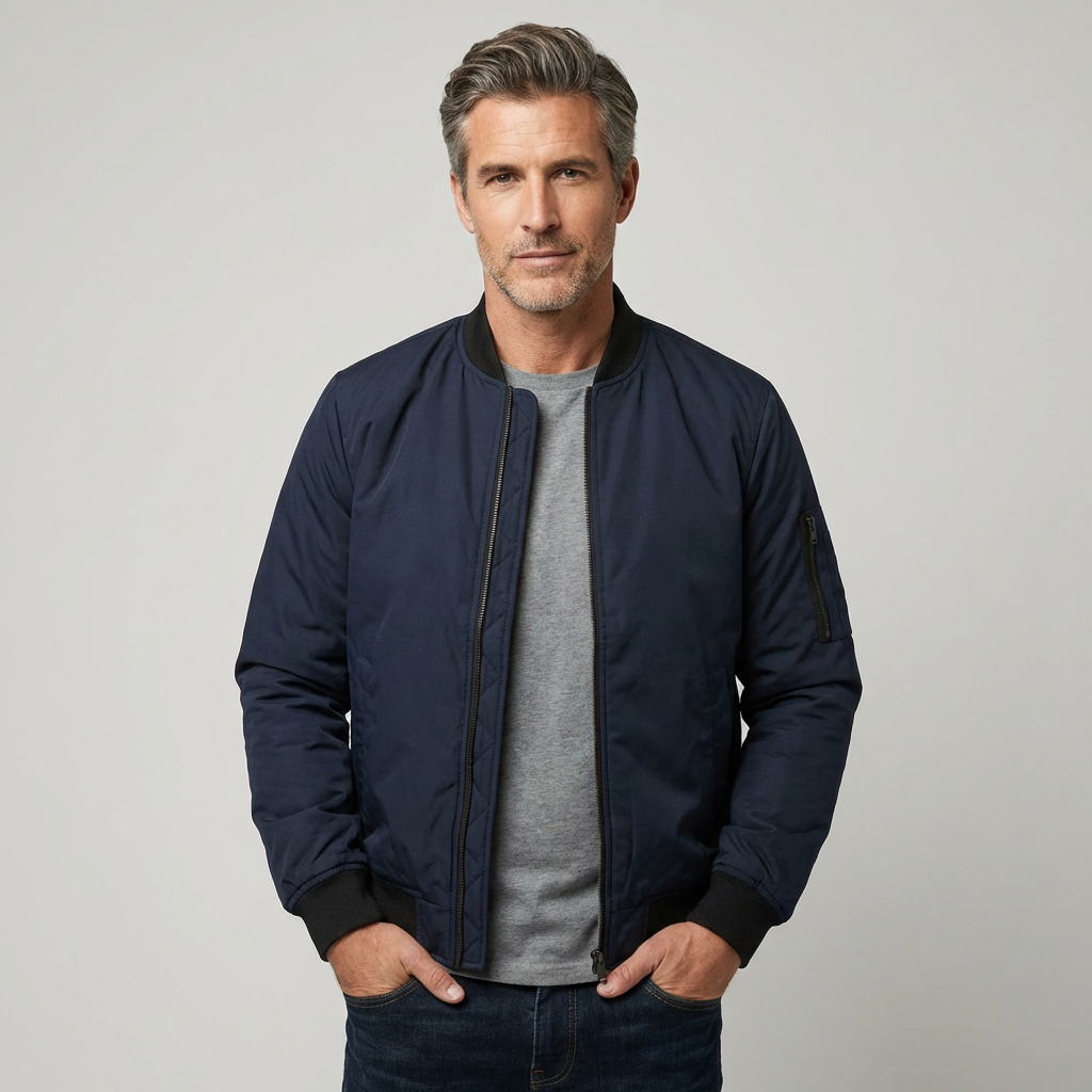 Herren Bomberjacke mit klassischem Schnitt und Reißverschluss
