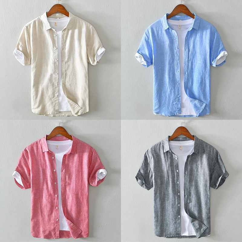 Herren Kurzen Ärmeln Hemd im traditionellen Stil