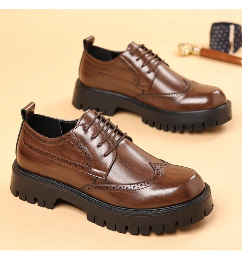 Herren Business Oxford Schuhe | Schnürung erhöhende Sohle