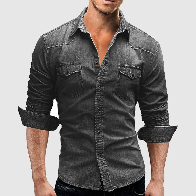 Herren Slim-Fit Jeanshemd im klassischen Design