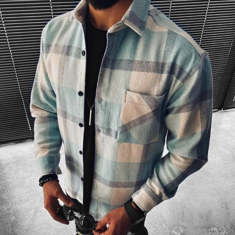 Herren Kariert Button Up Overshirt