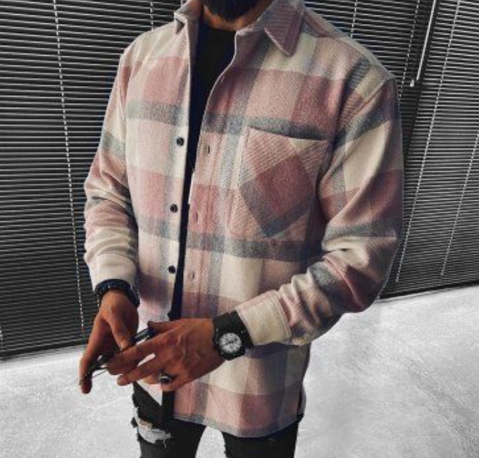 Herren Kariert Button Up Overshirt