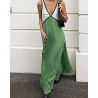 Damen V-Ausschnitt Sommer Maxikleid