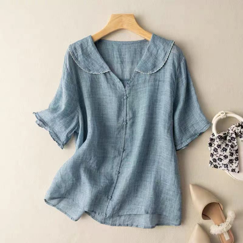 Damen Vintage Bluse mit Knopfdetail und femininem Schnitt