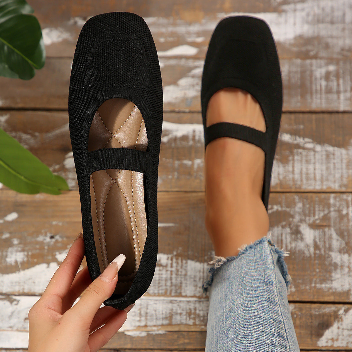 Damen Sommer Slip On Ballerina Schuhe