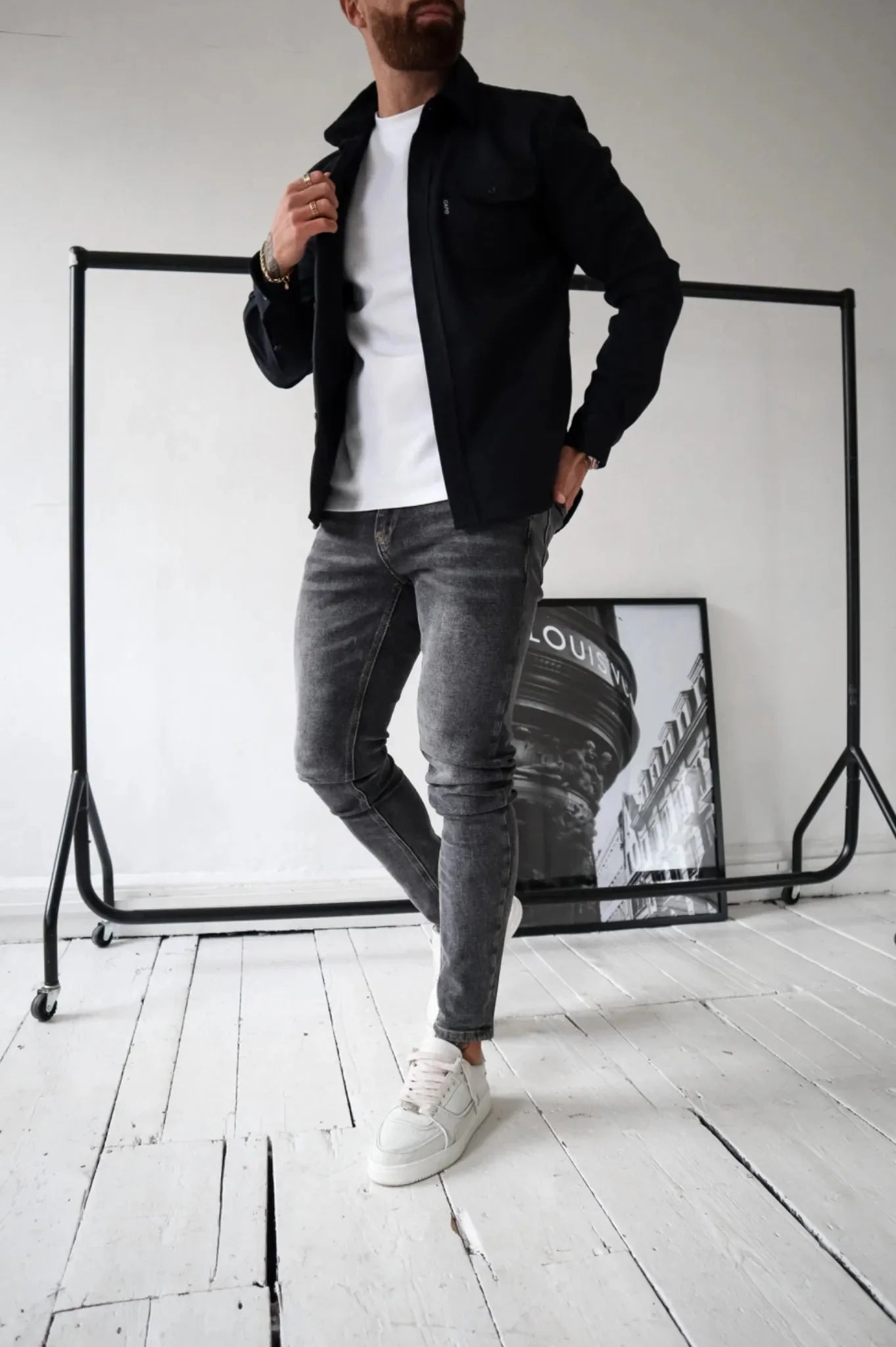 Herren Lässig Langarm Overshirt