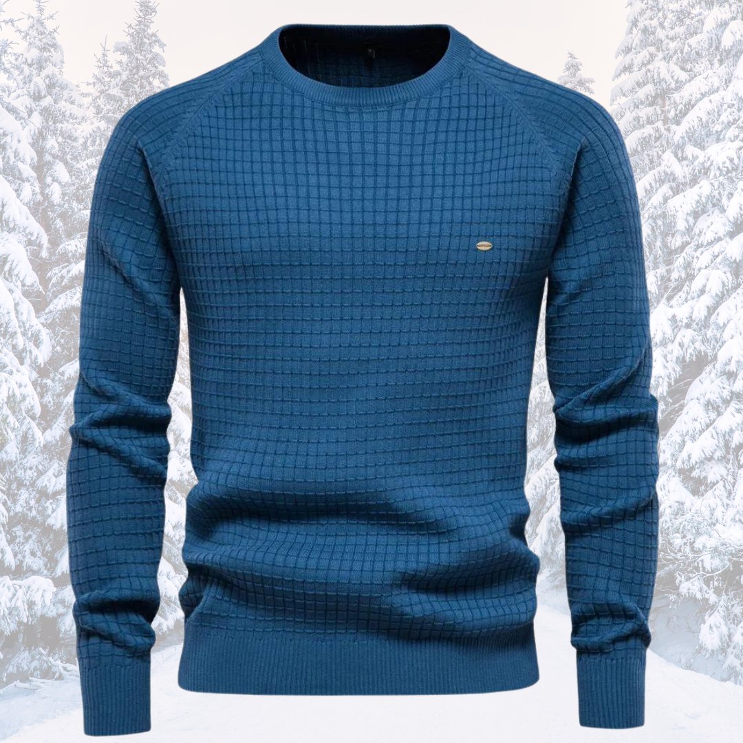 Herren Rundhals Strukturierter Strickpullover