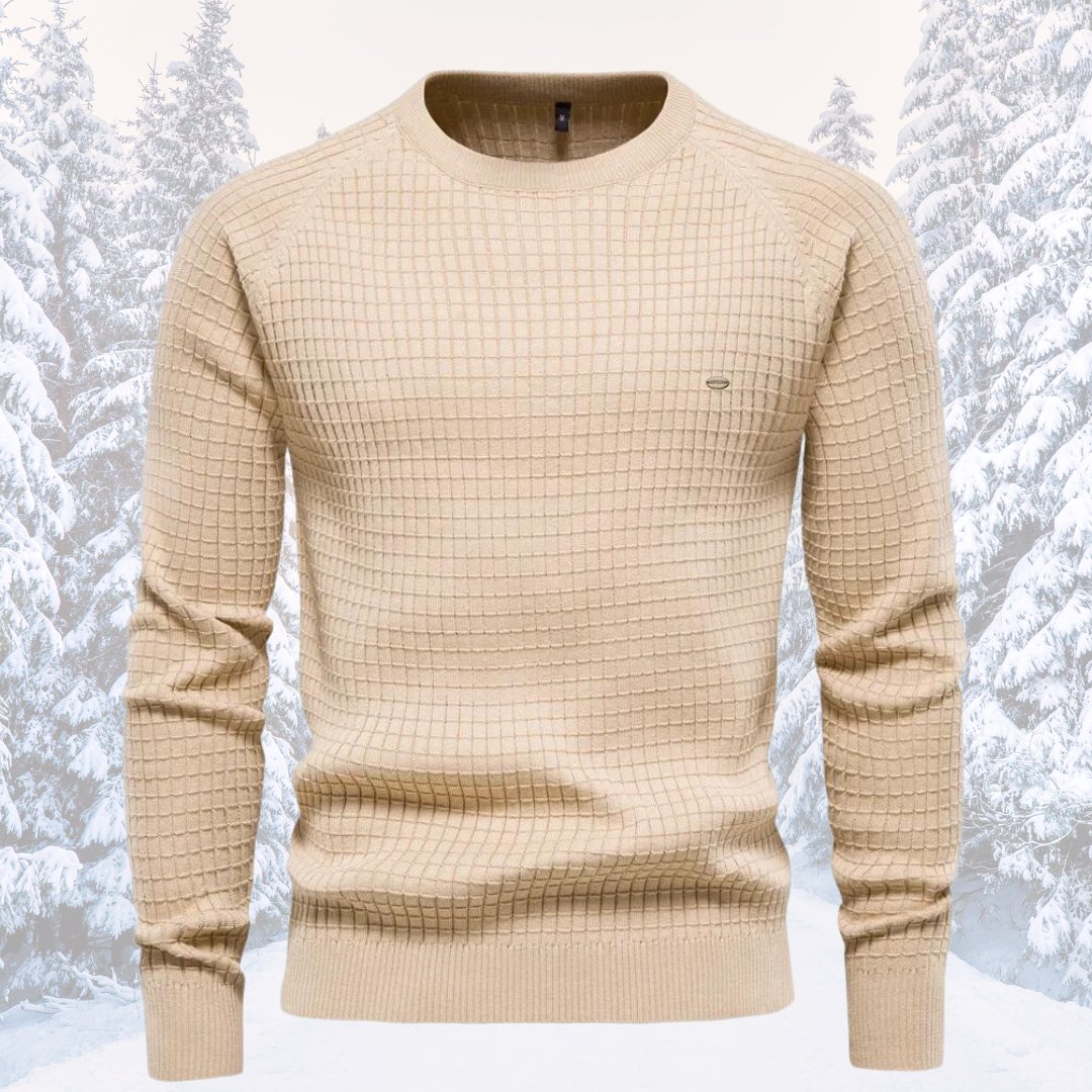 Herren Rundhals Strukturierter Strickpullover