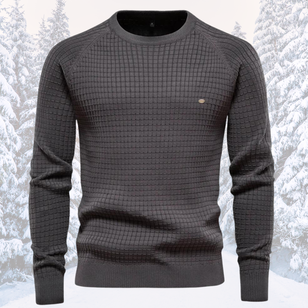 Herren Rundhals Strukturierter Strickpullover