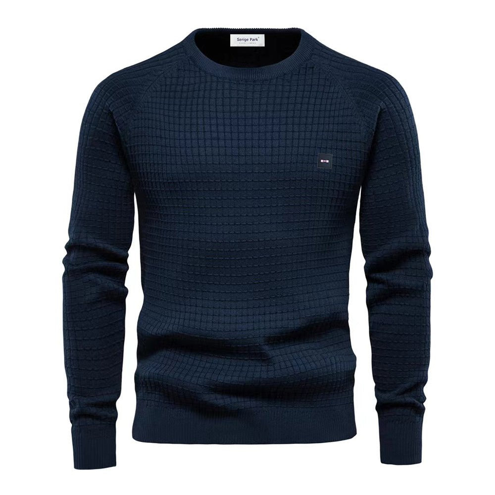 Herren Rundhals Strukturierter Strickpullover