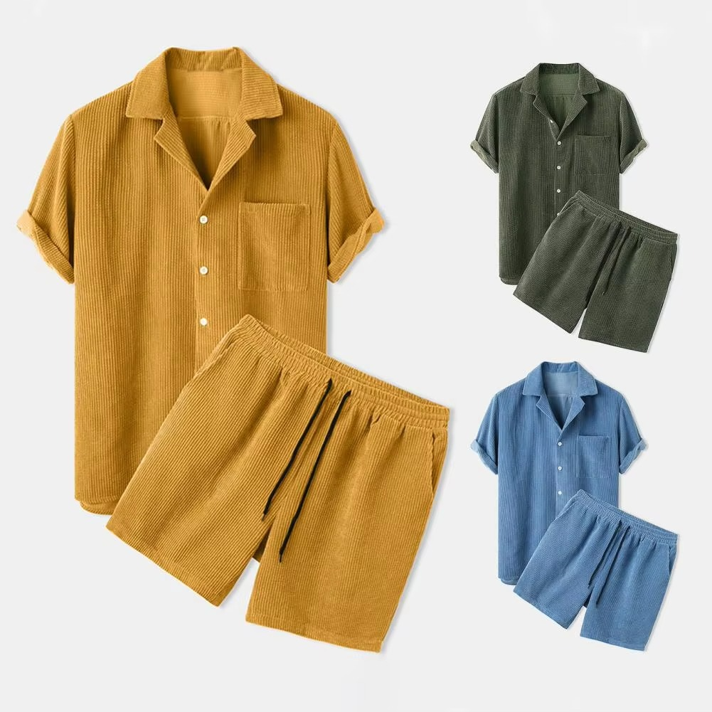 Herren Sommer Zweiteiler Hemd und Shorts Set
