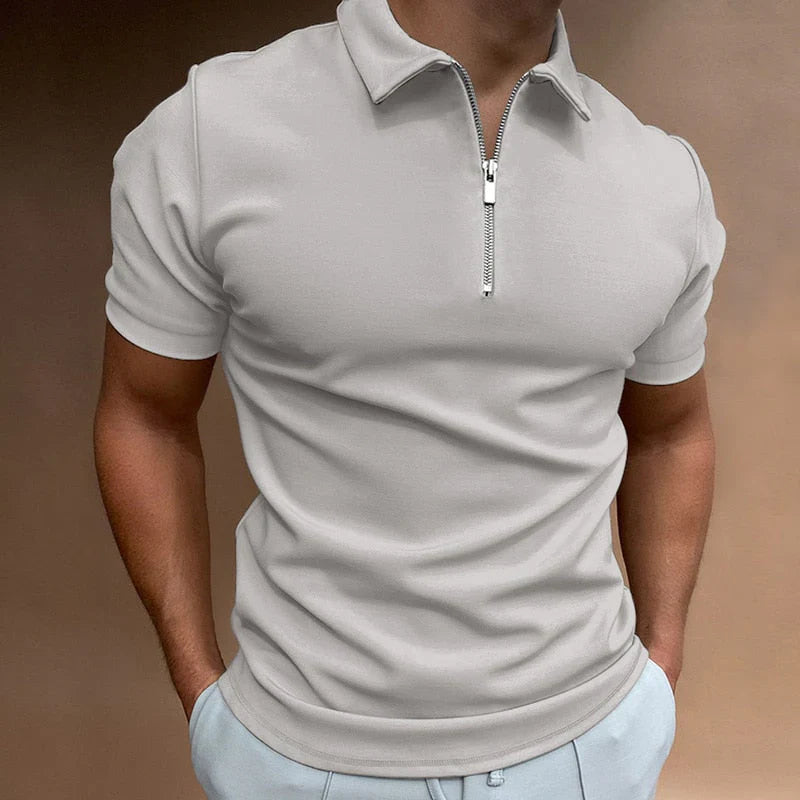 Herren Lässig Slim Fit Poloshirt mit Reißverschluss
