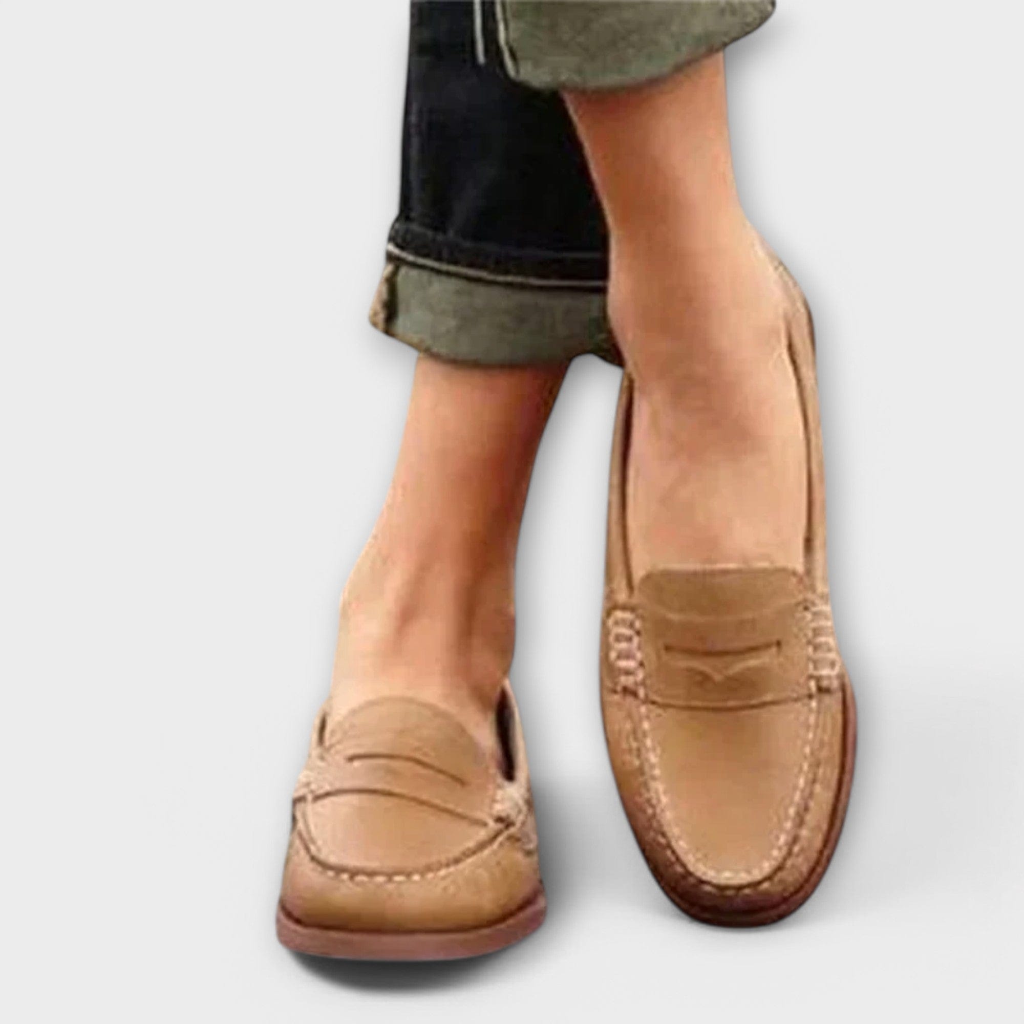 Damen Vintage Mokassin Naht Slip-On Loafer