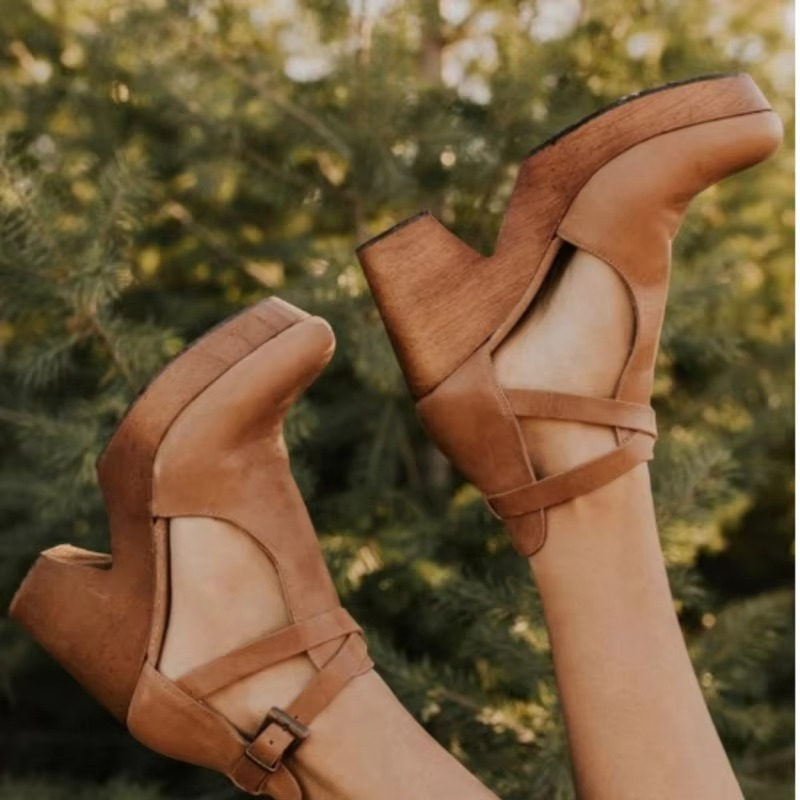 Damen Lässig Blockabsatz Plateau Mary Jane Pumps