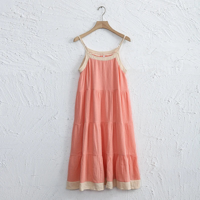 Damen Spaghettiträger Mehrstufig Sommerkleid