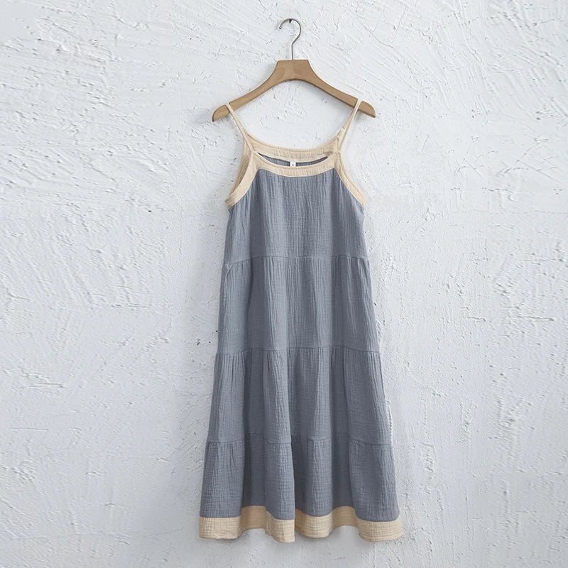 Damen Spaghettiträger Mehrstufig Sommerkleid