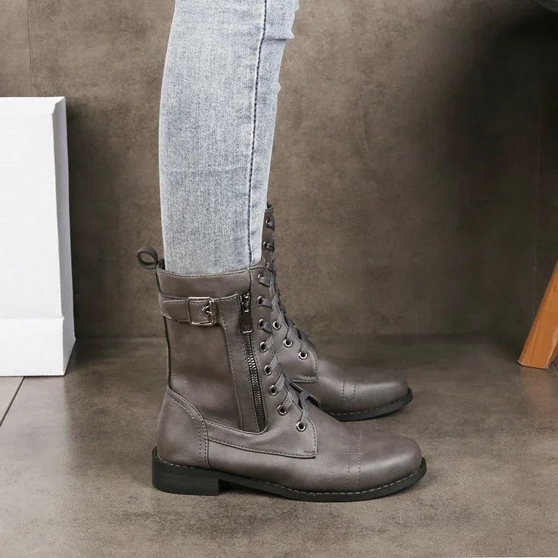 Katharina | Damen Schnürverschluss Leder Stiefel