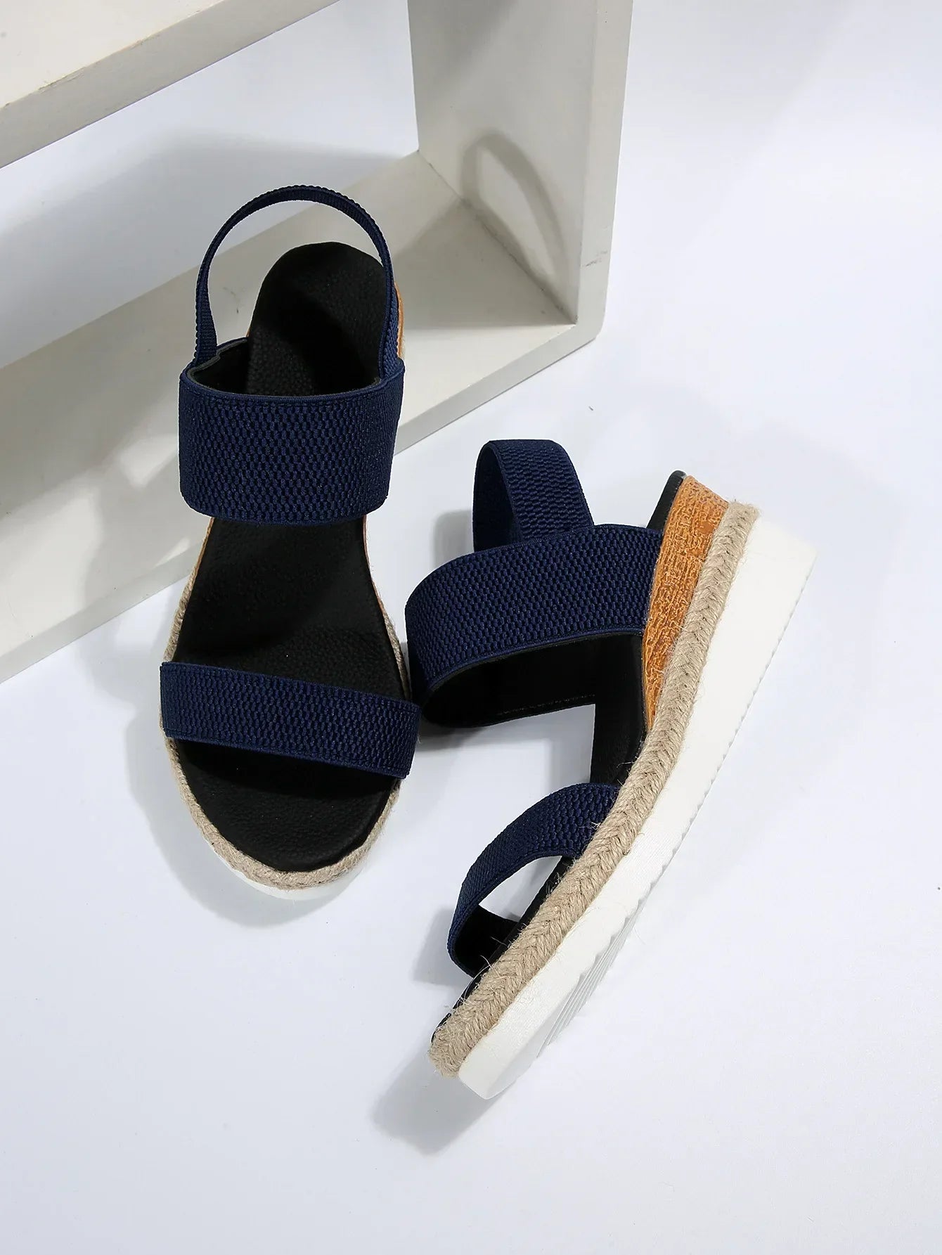 Damen Bequeme Espadrille Sandalen mit Doppelriemen