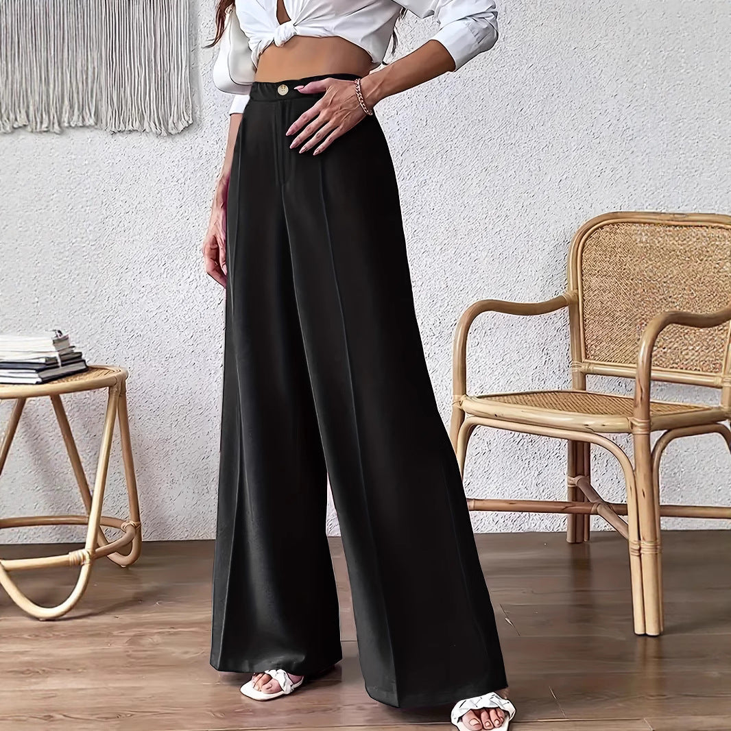 Schwarze hoch taillierte Damen Palazzo Hose