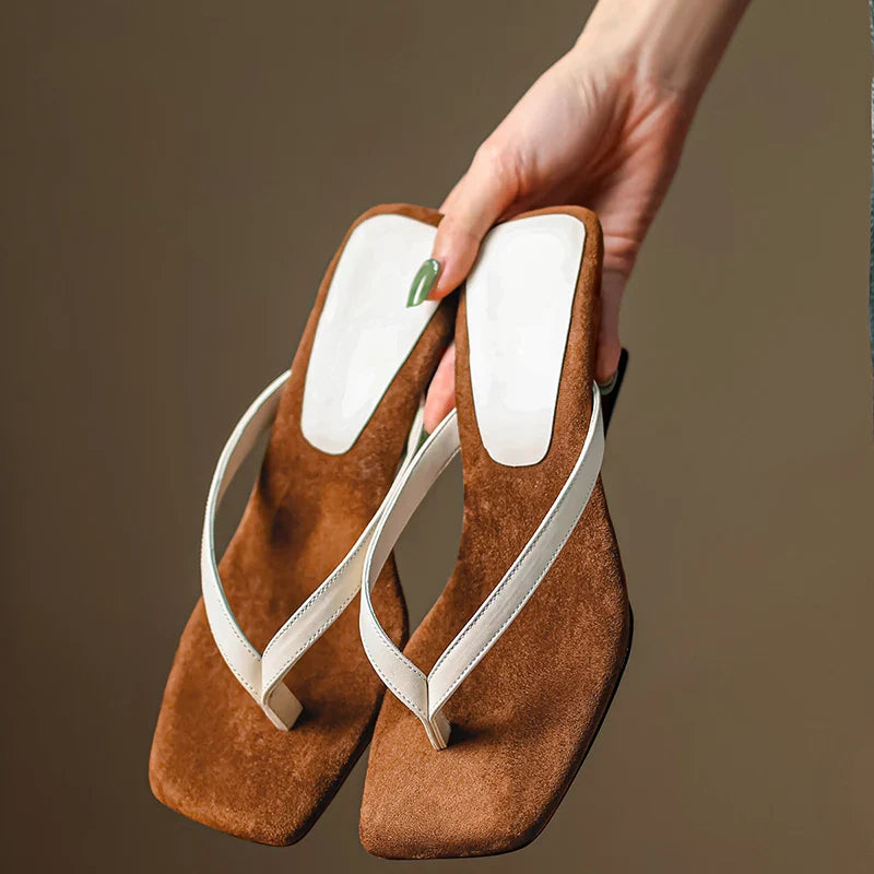 Damen Elegant Eckig Toe Absatz Sandalen