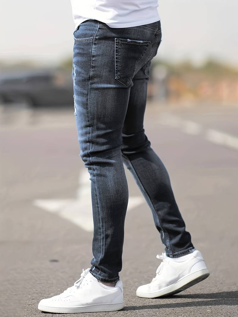 Herren Skinny Jeans | Ripped Stretch Denim mit Schlanker Passform