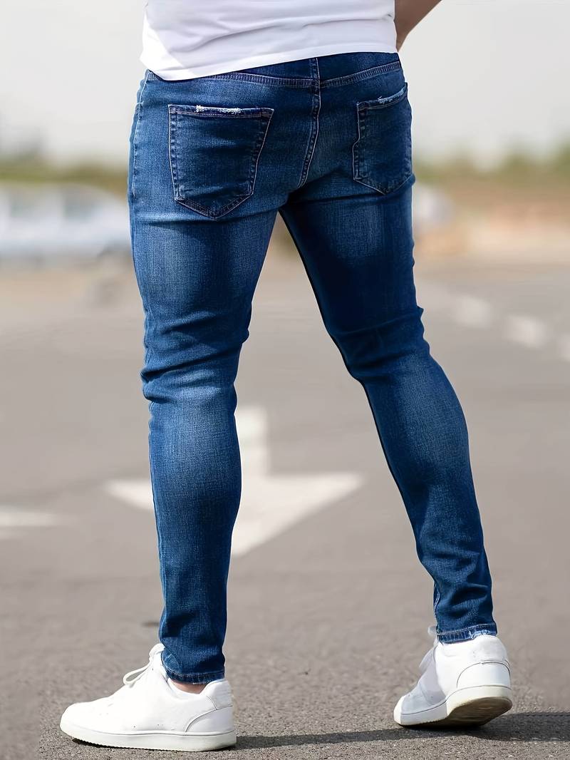 Herren Skinny Jeans | Ripped Stretch Denim mit Schlanker Passform