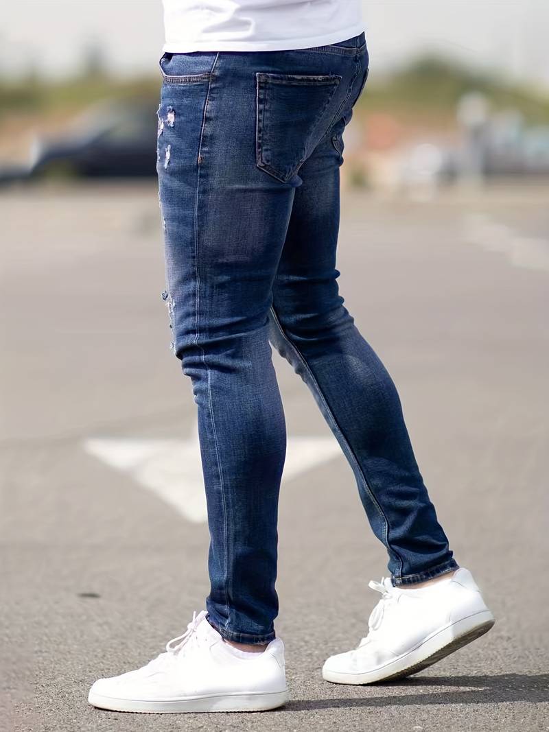 Herren Skinny Jeans | Ripped Stretch Denim mit Schlanker Passform