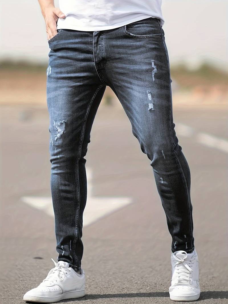 Herren Skinny Jeans | Ripped Stretch Denim mit Schlanker Passform